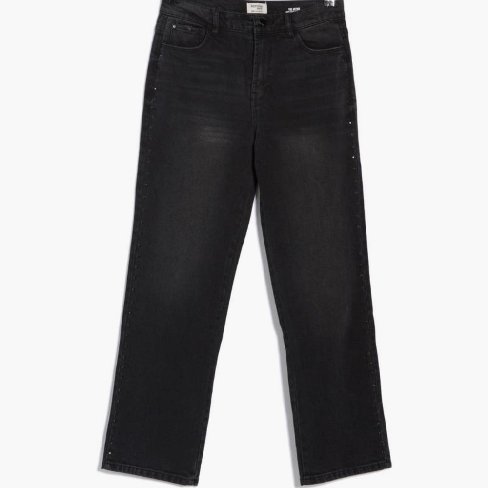 Kensie Astrid Side Rhinestone Straight Leg Jeans, Retro Luxe Stretch, 4/27, NWT